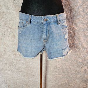 Roxy Women's Blue Distressed Ripped Jean Shorts Size: 28
